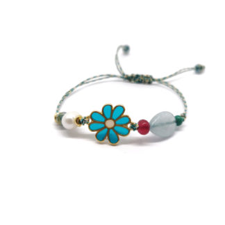 Pulsera flor azul y ágata