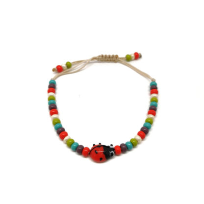 Pulsera mariquitas bolitas colorines