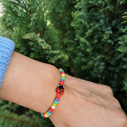Pulsera mariquitas bolitas colorines - Imagen 2