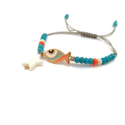 PULSERA PEZ BOLITAS AZUL