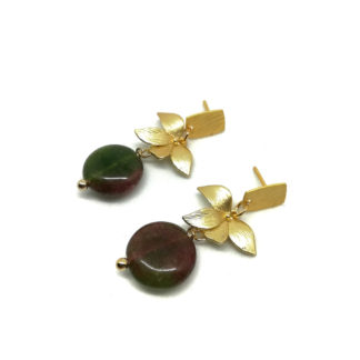 Pendiente ágata y hoja